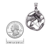 Dragon with Pentacle Sterling Silver Pendant TP1041 by TP1041