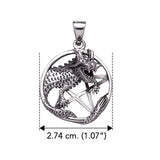 Dragon with Pentacle Sterling Silver Pendant TP1041 by TP1041