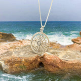 Celtic tradition in Fleur de Lis Sterling Silver Rose Compass Pendant TP1118 - Jewelry