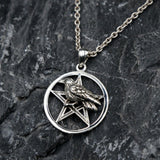 Raven with Five-Pointed Star Sterling Silver Pendant TP1530