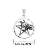 Raven with Five-Pointed Star Sterling Silver Pendant TP1530