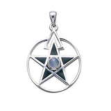 The Third Degree Five-Pointed Star Silver Pendant with Gemstone and Inlaid TP3115