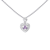 Filigree Heart Sterling Silver Pendant with Gemstone TP315