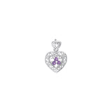 Filigree Heart Sterling Silver Pendant with Gemstone TP315