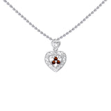 Filigree Heart Sterling Silver Pendant with Gemstone TP315