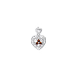 Filigree Heart Sterling Silver Pendant with Gemstone TP315