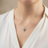 Filigree Heart Sterling Silver Pendant with Gemstone TP315