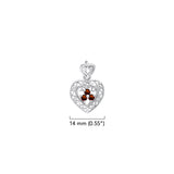 Filigree Heart Sterling Silver Pendant with Gemstone TP315