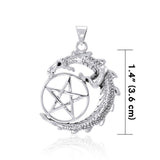 Colgante de plata de ley con dragón y pentáculo TP3294