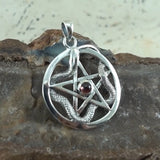 Five-Pointed Star with Weaving Snake Sterling Silver Pendant With Gem TP3312