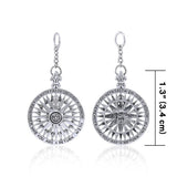 Navy Compass Rose Sterling Silver Keychain