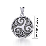 Celtic Triple Spiral Trinity/Triquetra Sterling Silver Pendant TP345