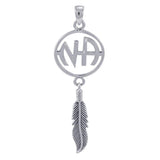 NA Symbol with Dangling Feather Sterling Silver Pendant TP608