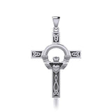 Claddagh Celtic Knotwork Cross Silver Pendant TP832