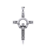 Claddagh Celtic Knotwork Cross Silver Pendant TP832