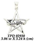 Colgante de plata de ley con pentagrama Witch Diva TPD2930