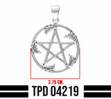 Oak Leaf with Five-Pointed Star Sterling Silver Pendant TPD4219