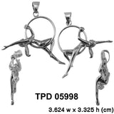 Beautiful Acrobat Lady With Her Magical Aerial Hoop Silver Pendent TPD5998