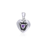 I Love Manatees With Heart Shape Gemstone Sterling Silver Pendant TPD060