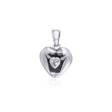 I Love Manatees With Heart Shape Gemstone Sterling Silver Pendant TPD060