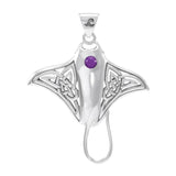 Grant the positive energy ~ Sterling Silver Manta Ray Pendant Jewelry with Gemstone TPD072