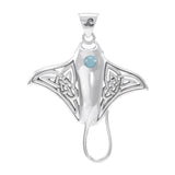 Grant the positive energy ~ Sterling Silver Manta Ray Pendant Jewelry with Gemstone TPD072