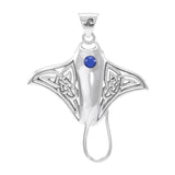 Grant the positive energy ~ Sterling Silver Manta Ray Pendant Jewelry with Gemstone TPD072 - Jewelry