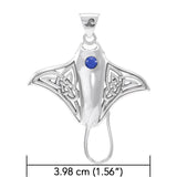 Grant the positive energy ~ Sterling Silver Manta Ray Pendant Jewelry with Gemstone TPD072 - Jewelry