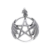 Five-Pointed Star Oak Leaves Sterling Silver Pendant TPD132
