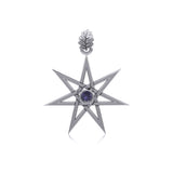 Elven Star with Oak Leaf Sterling Silver Pendant TPD2104