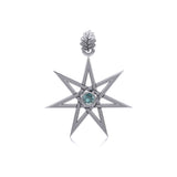Elven Star with Oak Leaf Sterling Silver Pendant TPD2104
