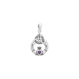 Celtic Triquetra with Claddagh Sterling Silver Pendant With Gem TPD2241 by TPD2241