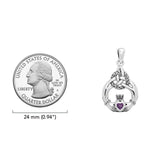 Celtic Triquetra with Claddagh Sterling Silver Pendant With Gem TPD2241 by TPD2241