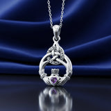 Celtic Triquetra with Claddagh Sterling Silver Pendant With Gem TPD2241 by TPD2241
