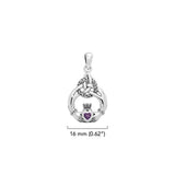 Celtic Triquetra with Claddagh Sterling Silver Pendant With Gem TPD2241 by TPD2241