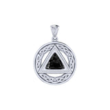 Celtic AA Symbol Sterling Silver Pendant With Gemstone Sobriety Triangle Recovery Jewelry TPD326 by TPD326