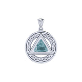 Celtic AA Symbol Sterling Silver Pendant With Gemstone Sobriety Triangle Recovery Jewelry TPD326 by TPD326
