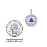 Celtic AA Symbol Sterling Silver Pendant With Gemstone Sobriety Triangle Recovery Jewelry TPD326 by TPD326