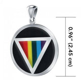 Rainbow Triangle Inlay with Black Onyk LGBTQ Pride Round SilverPendant TPD328 - Jewelry