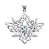 Abstract And Modern Celtic Art Sterling Silver Pendant With Gemstone TPD3527
