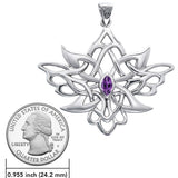 Abstract And Modern Celtic Art Sterling Silver Pendant With Gemstone TPD3527