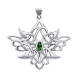 Abstract And Modern Celtic Art Sterling Silver Pendant With Gemstone TPD3527