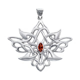 Abstract And Modern Celtic Art Sterling Silver Pendant With Gemstone TPD3527