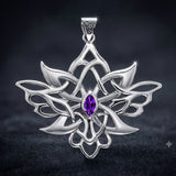 Abstract And Modern Celtic Art Sterling Silver Pendant With Gemstone TPD3527