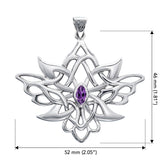 Abstract And Modern Celtic Art Sterling Silver Pendant With Gemstone TPD3527
