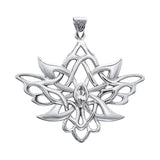 Abstract And Modern Celtic Art Sterling Silver Pendant With Gemstone TPD3527