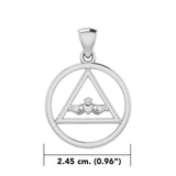 Claddagh in AA Recovery Symbol Silver Pendant TPD386