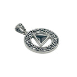 AA Recovery Sterling Silver Pendant With Celtic Border Sobriety Triangle Peter Stone