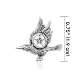Raven with with Five-Pointed Star Sterling Silver Pendant TPD4114