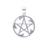 Oak Leaf with Five-Pointed Star Sterling Silver Pendant TPD4219